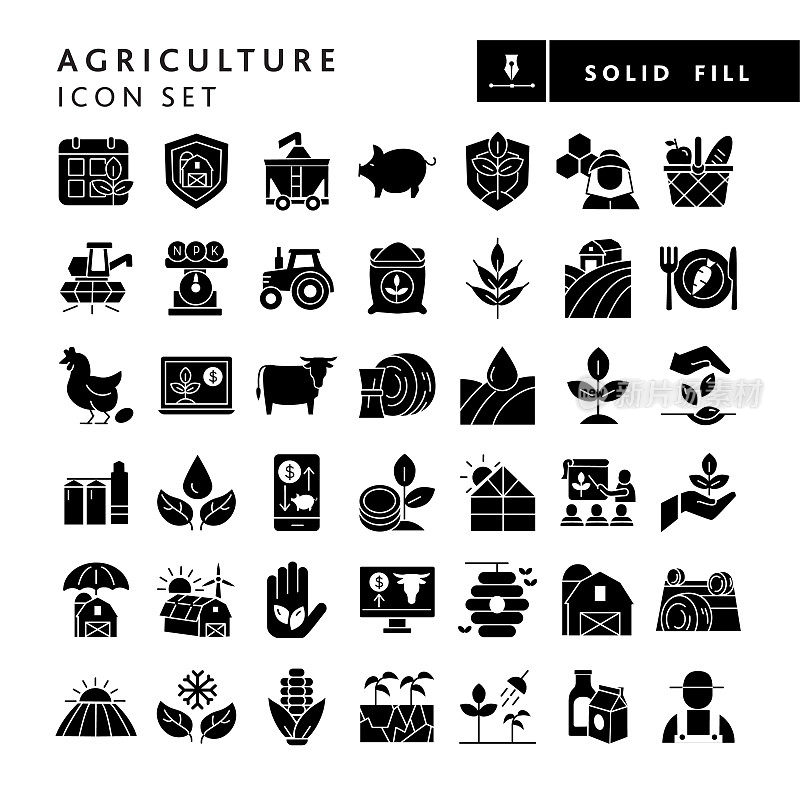 现代农场和农业图标概念