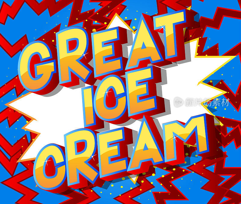 伟大的冰淇淋漫画书背景文字。