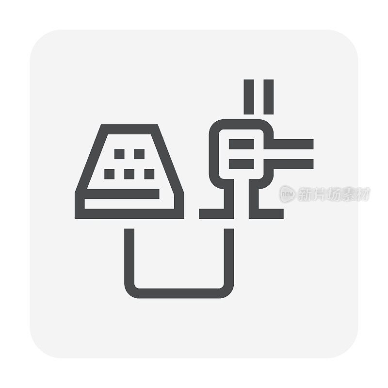 水泵站和太阳能矢量图标设计。用于控制和分配管道中的水。