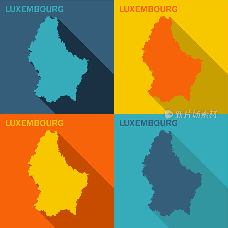 卢森堡平面地图有四种颜色