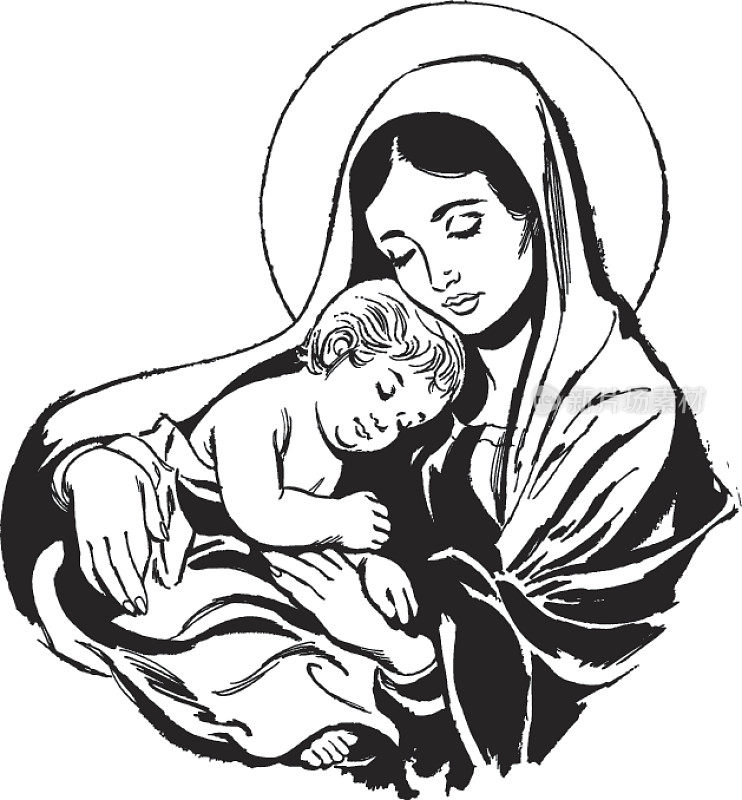 圣母玛利亚抱着婴儿耶稣的插图