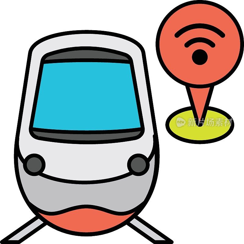 高铁概念，子弹头列车矢量颜色图标设计，未来交通符号，无人驾驶绿色交通创新标志，自动空中交通工具股票插图