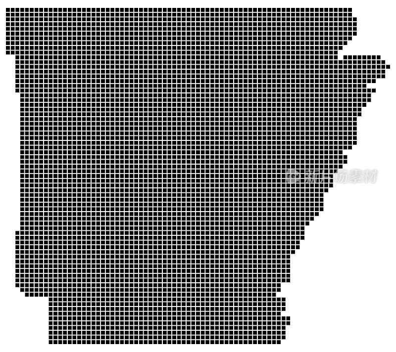 阿肯色州地图正方形点风格
