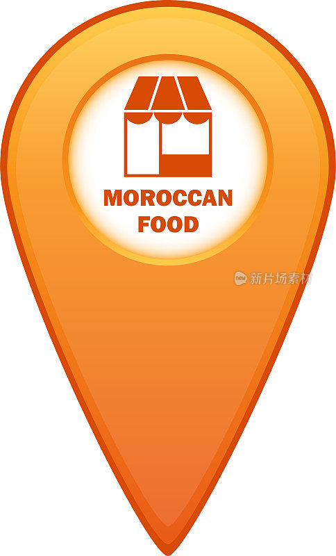 摩洛哥美食餐厅地图指针为GPS导航