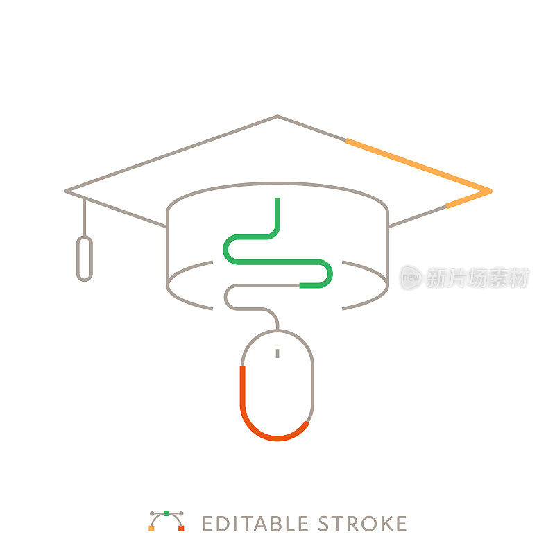 在线教育多色线图标与可编辑的Stroke