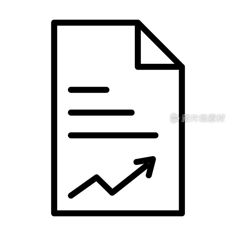 纸张图形图标从业务收集。薄线性纸图形，纸，页轮廓图标孤立在白色背景。线矢量纸图形符号，网络和移动符号。