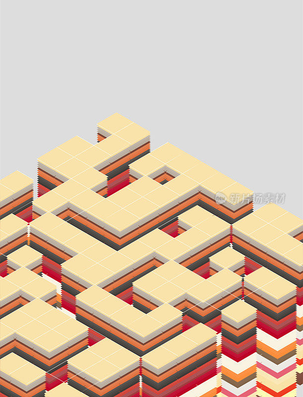 颜色梯度立方体迷宫图案背景