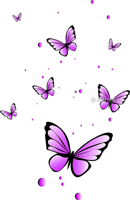扇动着许多蝴蝶的剪影插图