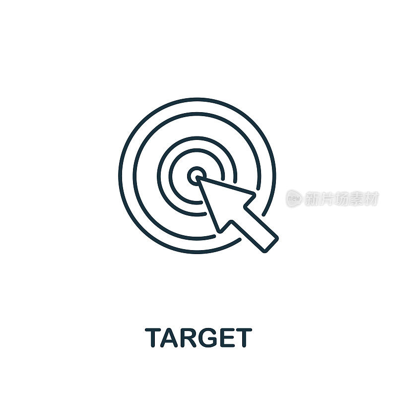 目标图标从数字营销收集。简单的线元素目标符号的模板，网页设计和信息图形