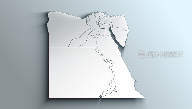 现代彩色埃及地图与各省与阴影