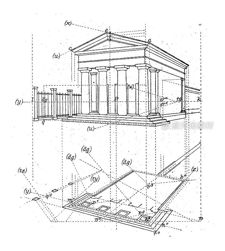 古董插图，数学和几何:透视