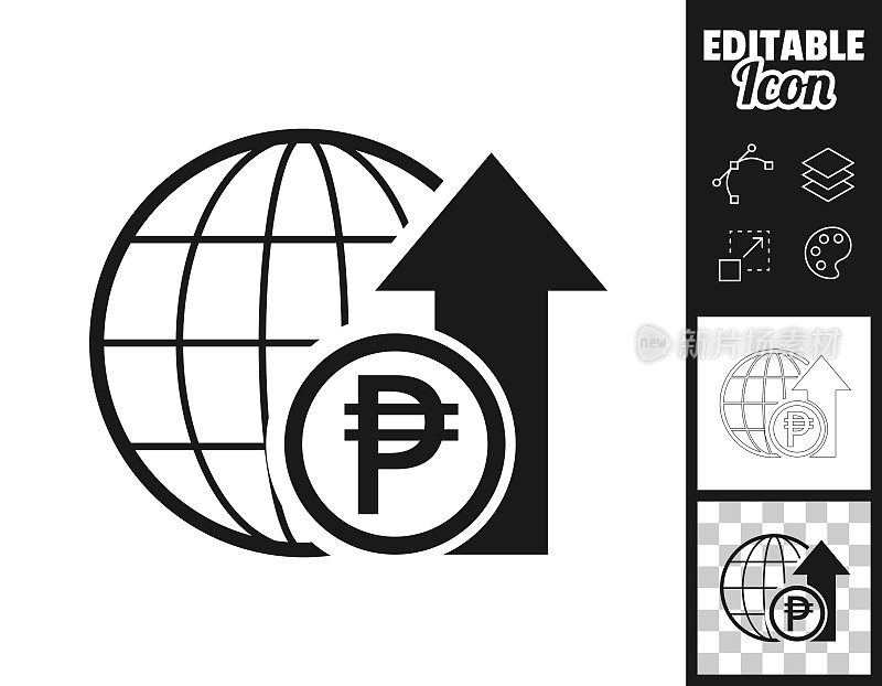 比索加息。图标设计。轻松地编辑