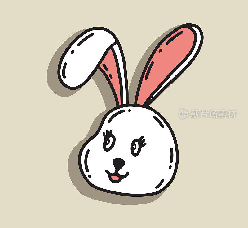 兔子头卡通矢量插图。