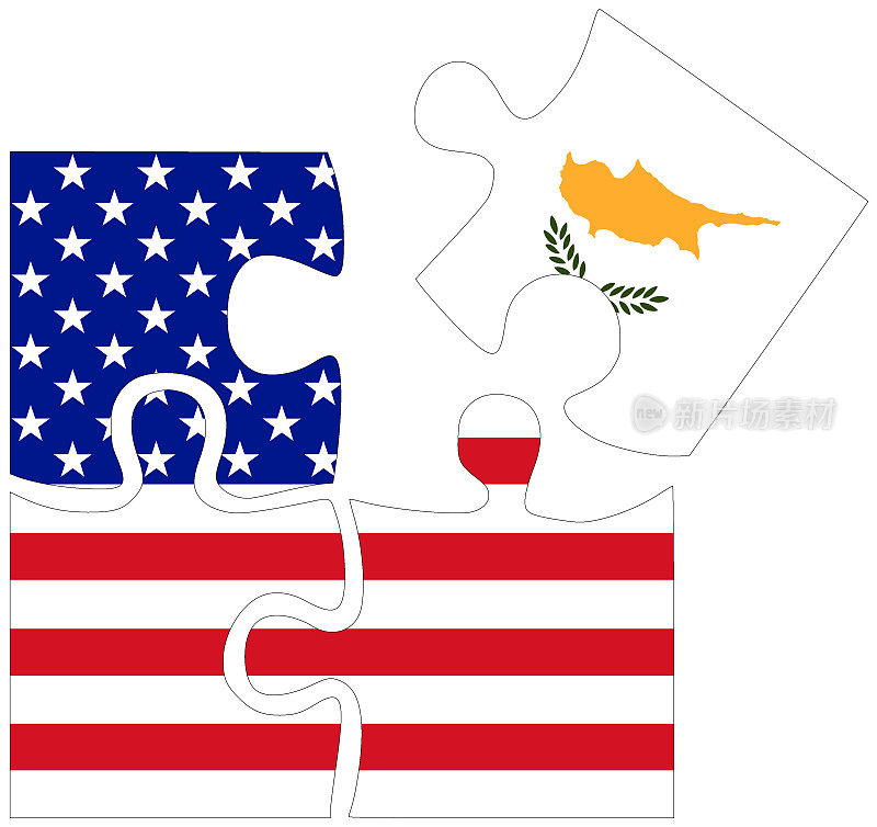 美国-塞浦路斯:带有国旗的拼图形状
