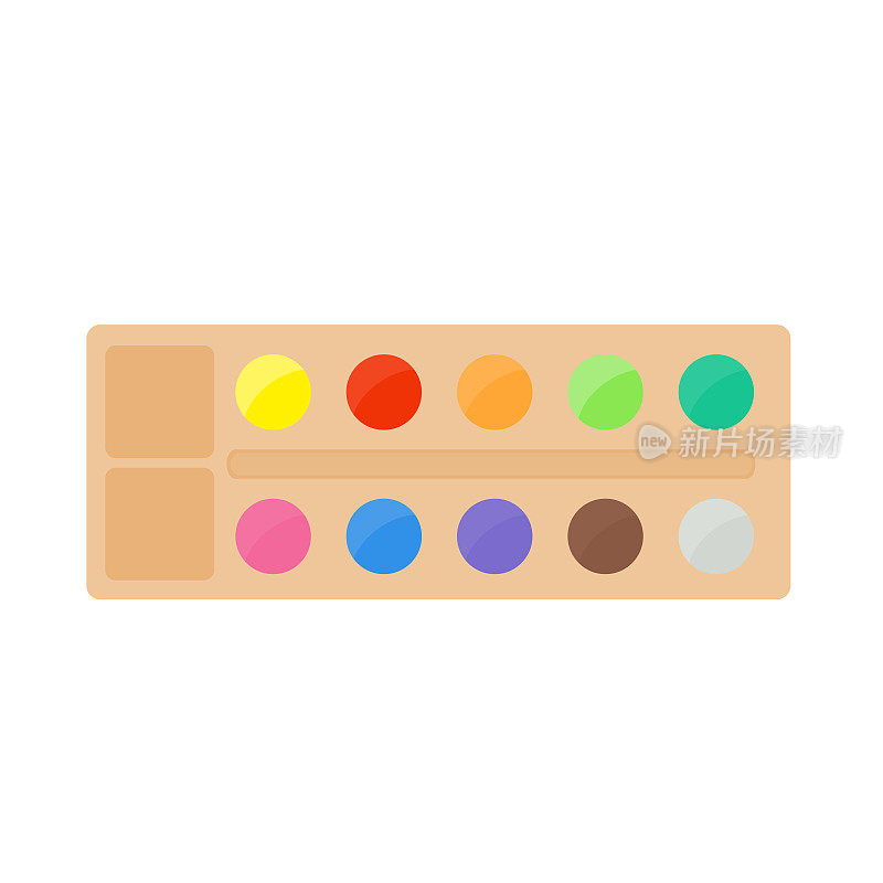 绘画用品，调色板，彩色管，水彩，油画颜料，丙烯酸颜料。