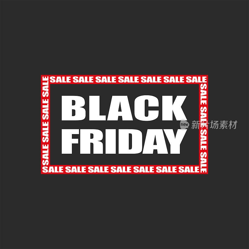 黑色星期五销售文字在框架排版海报模型，优雅的黑色背景，特别优惠日横幅设计模板，促销传单最小的风格。