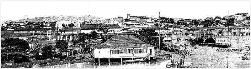 古色古香的形象:古巴的圣地亚哥,城市风景