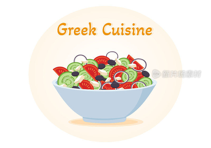 希腊美食餐厅设置菜单美味的菜肴传统或国家食品在平面卡通手绘模板插图