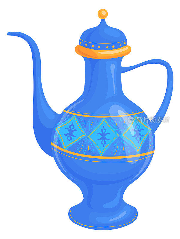 蓝色陶瓷罐图标。卡通陶艺