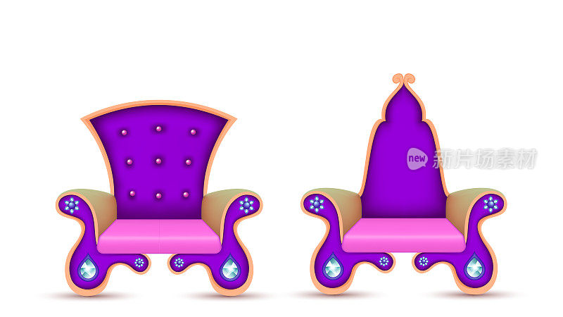 皇家扶手椅矢量。用于印度婚礼设计的装饰性舞台椅矢量。