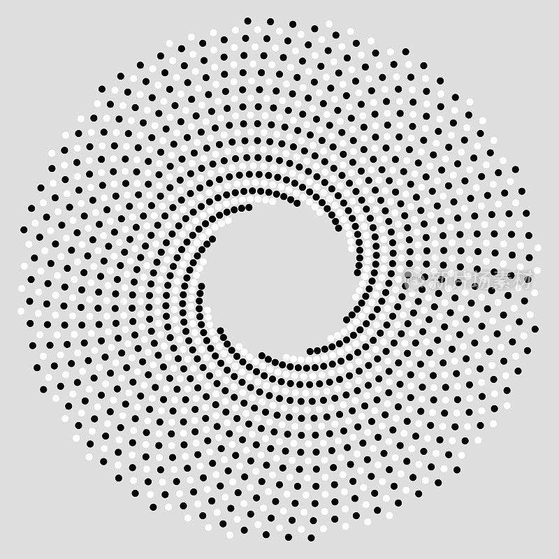 螺旋形的圆。每一秒都是白色的，