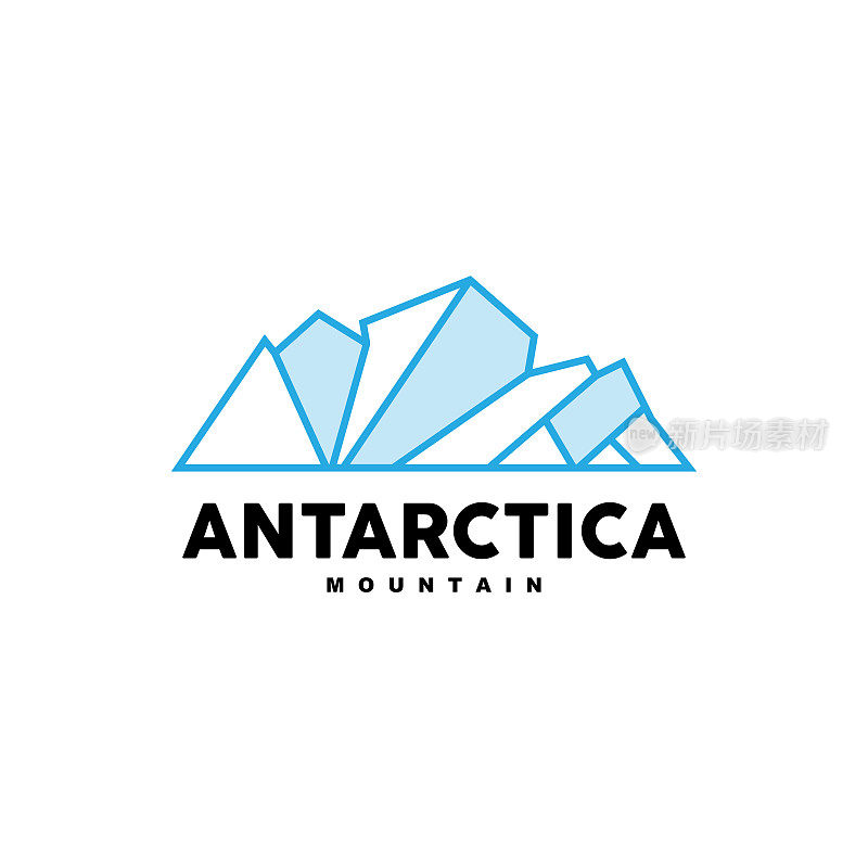 冰山标志，南极山脉矢量冰蓝色，自然设计，产品品牌说明模板图标