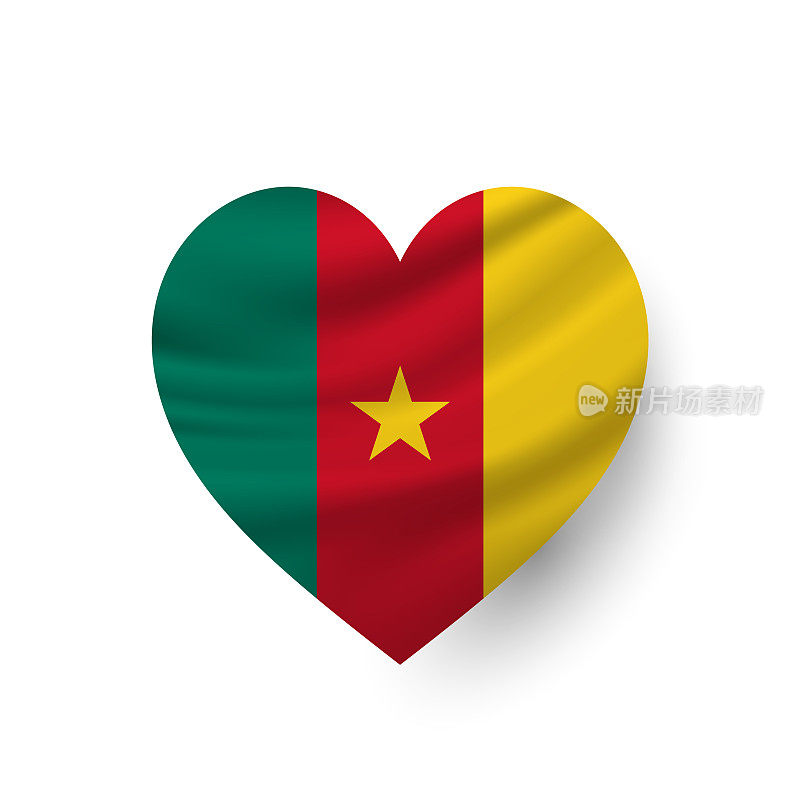 喀麦隆心形旗。向量