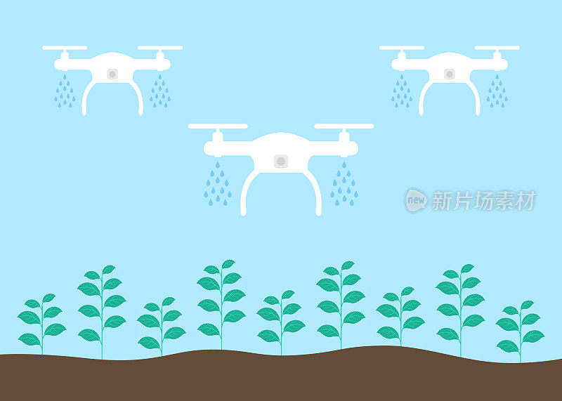 智能农业技术与灌溉无人机浇灌幼苗
