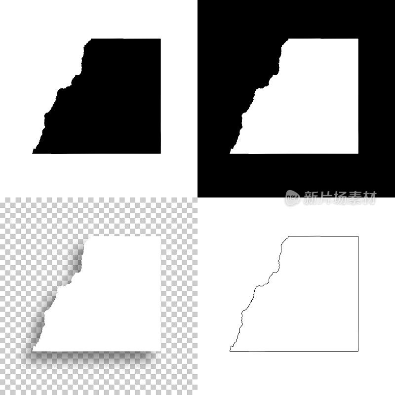 拉普拉塔县，科罗拉多州。设计地图。空白，白色和黑色背景