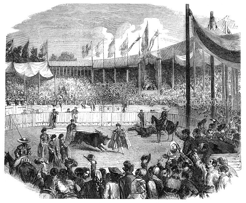 1853年，拜奥纳斗牛场上的斗牛