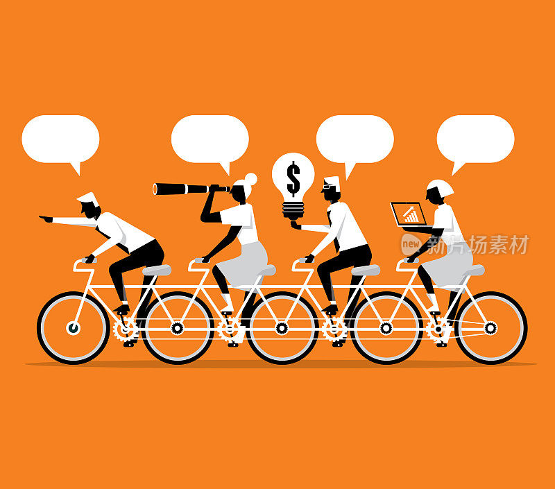 团队合作――四个商人骑自行车