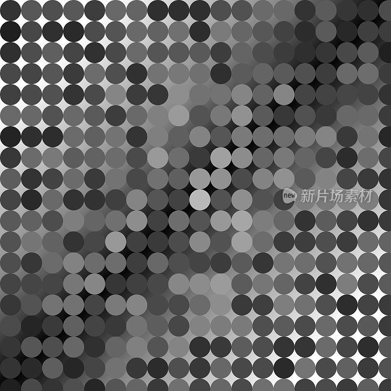 在渐变背景上，矩阵中的灰色色调圆圈单独“着色”