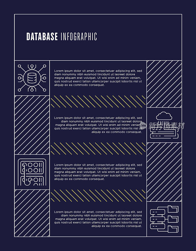 数据库信息图模板-数据分析，存储，安全，网络图标