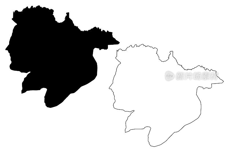 柏威夏省(柬埔寨王国，柬埔寨，柬埔寨各省)地图矢量插图，涂鸦草图柏威夏地图