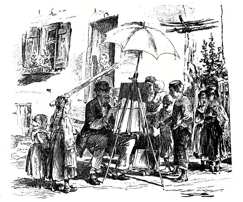 画家被一群孩子包围――1887年