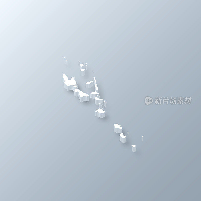 瓦努阿图3D地图上的灰色背景