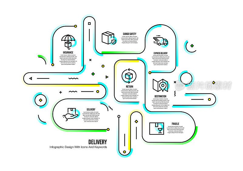 信息图表设计模板与交付的关键字和图标