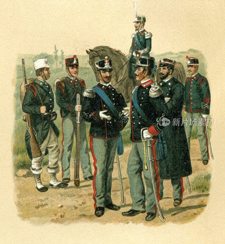 意大利陆军步兵武装部队19世纪插图