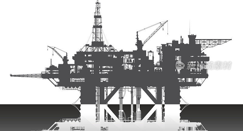 海洋石油钻井平台。深海的石油平台。