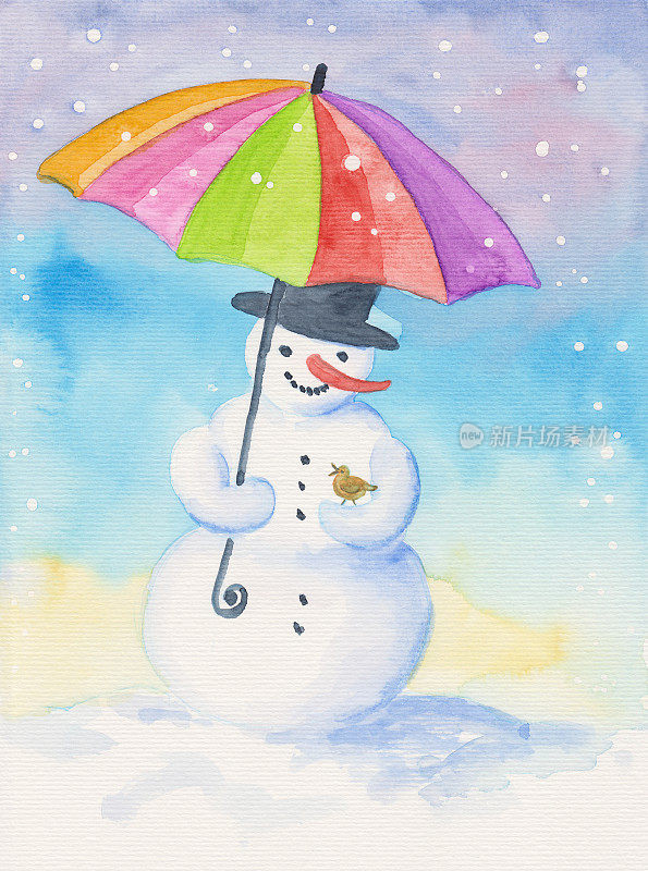 雪人和雨伞