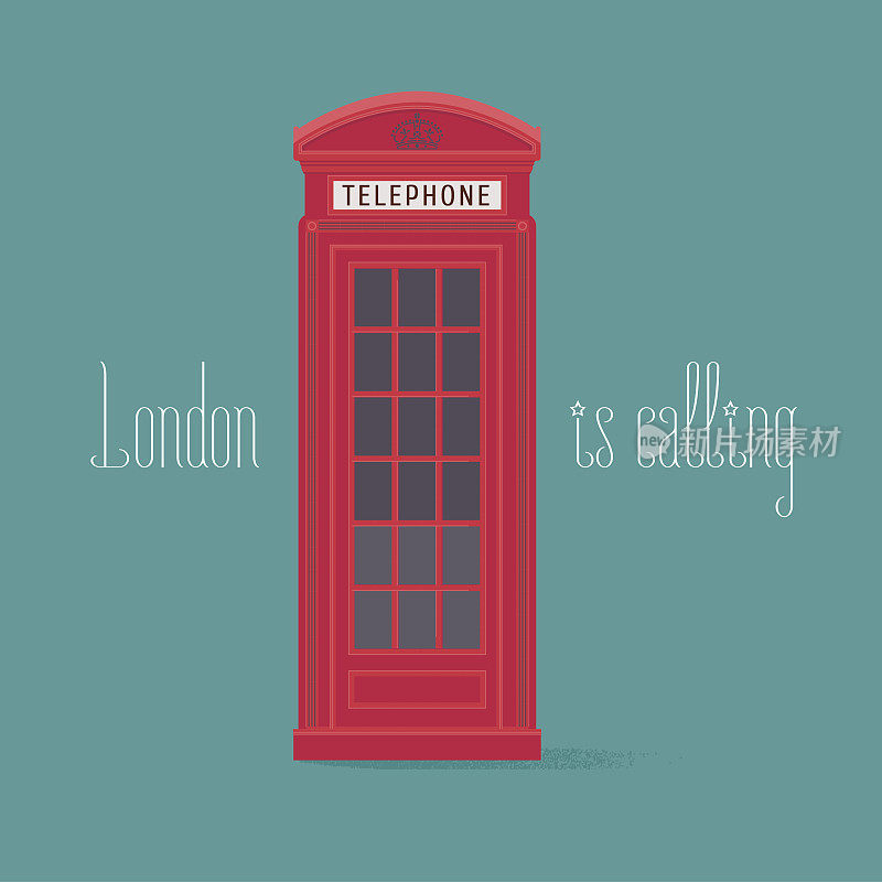 英国，伦敦红色电话亭矢量插图与报价