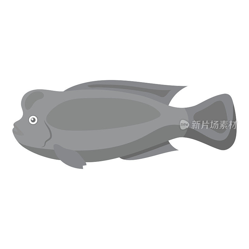 硬脂冠鱼图标单色。鱼缸里的鱼来自海洋，海洋生物单色。