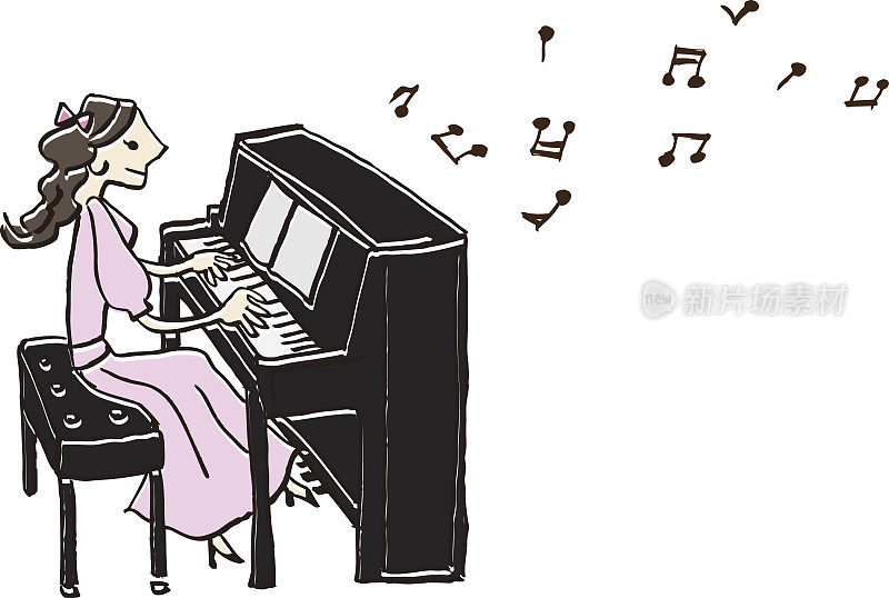 音乐播放器钢琴女