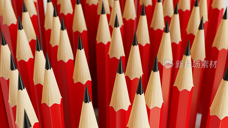 红色铅笔在一个简单的混凝土表面上的均匀网格