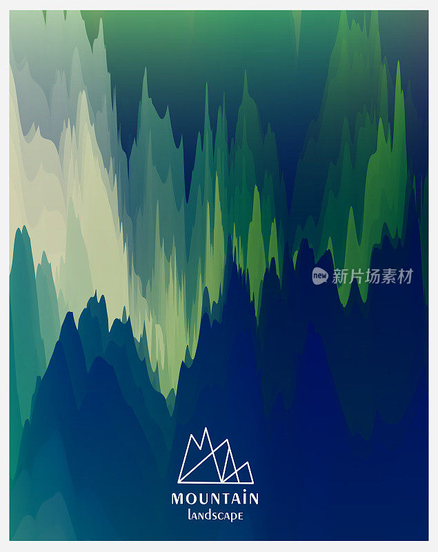 抽象水彩风格的中国山水画海报