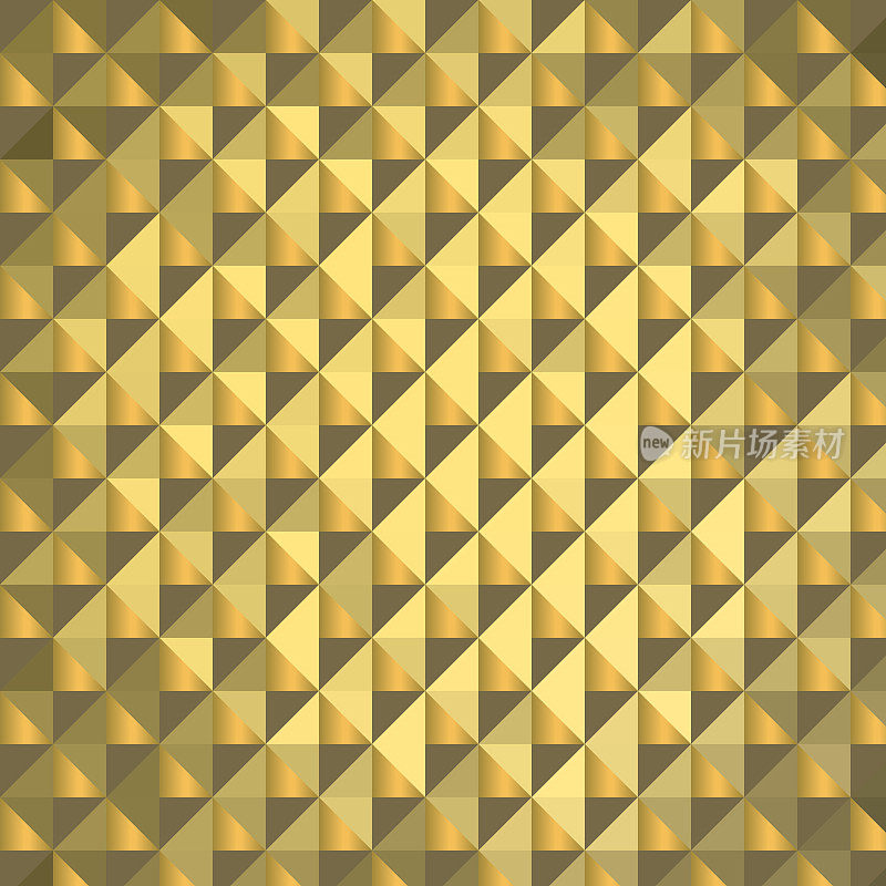 方形和半方形，分层的金色图案。