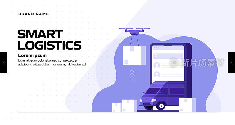 智能物流概念矢量插图用于网站横幅,广告和营销材料,在线广告,商业展示等。