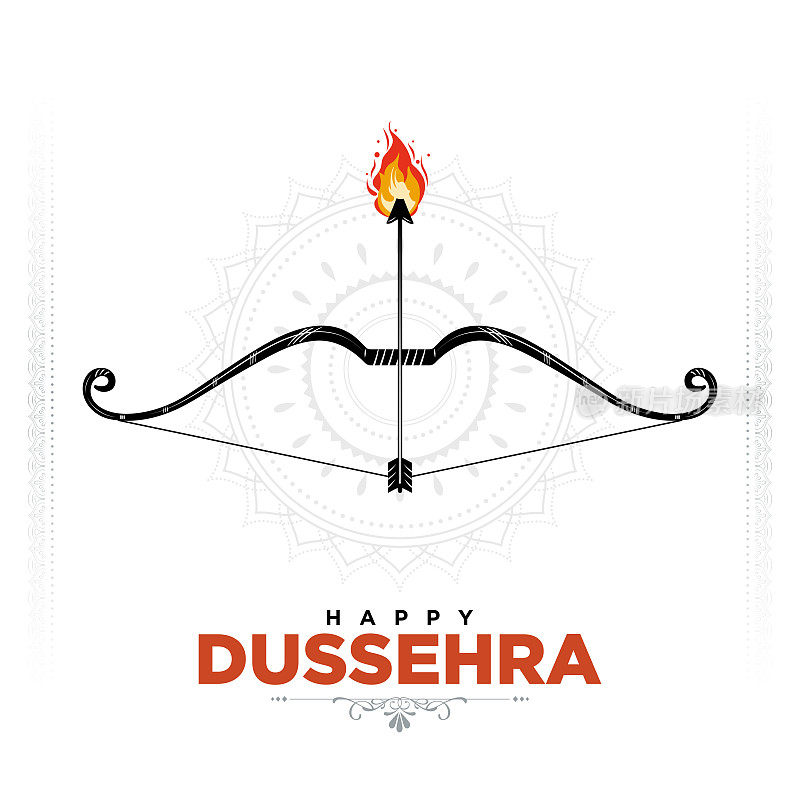 插图的快乐杜塞赫拉印度节日。