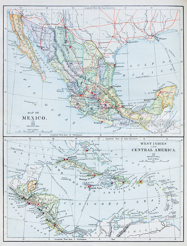 古董地图:墨西哥和中美洲