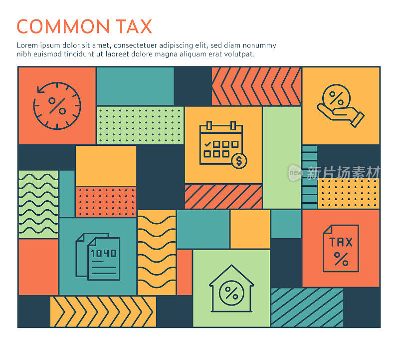 包豪斯风格的公共税收信息图表模板